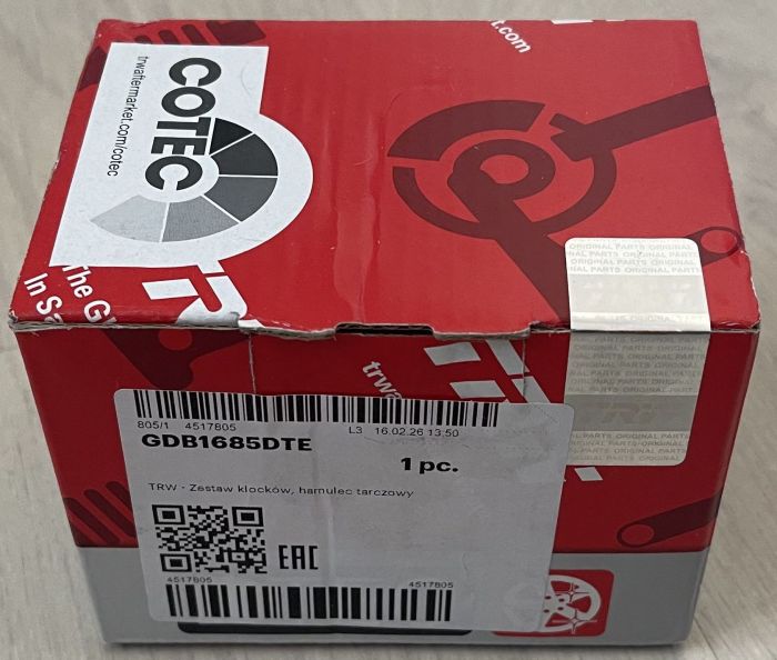 Тормозні колодки, задні - TRW - GDB1685DTE